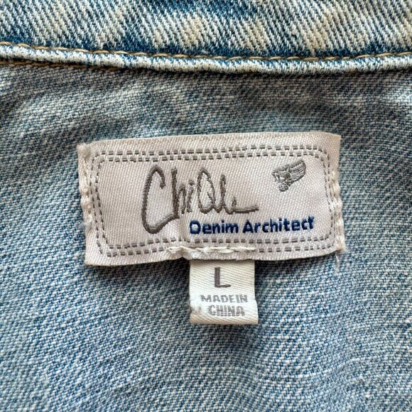 CHIQLE Mini Denim Vest with Lace Floral Back - Picture 10 of 10